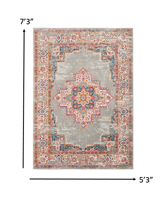 5' X 7' Gray Power Loom Area Rug - Homeroots - Flyclothing LLC