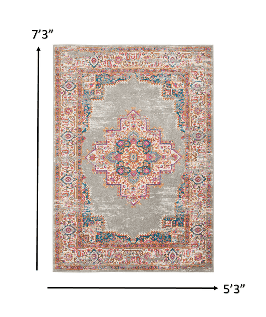 5' X 7' Gray Power Loom Area Rug - Homeroots - Flyclothing LLC