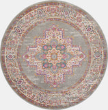 5' Gray Round Power Loom Area Rug - Homeroots - Flyclothing LLC
