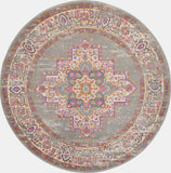 8' Gray Round Power Loom Area Rug - Homeroots - Flyclothing LLC