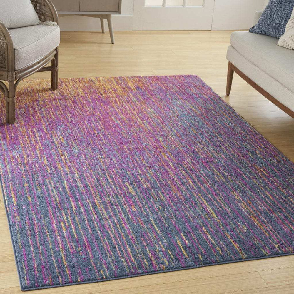 5' X 7' Blue And Pink Abstract Power Loom Area Rug - Homeroots - Flyclothing LLC