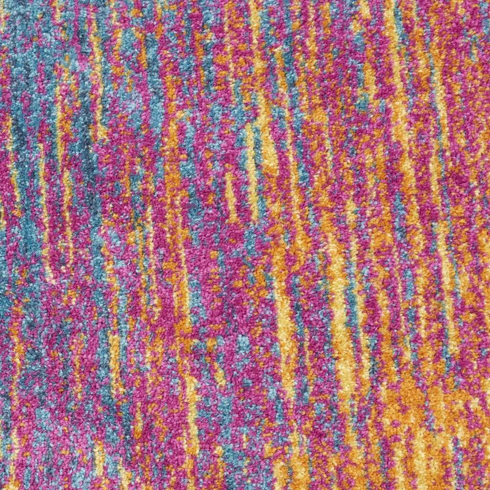 5' Blue And Pink Round Abstract Power Loom Area Rug - Homeroots - Flyclothing LLC