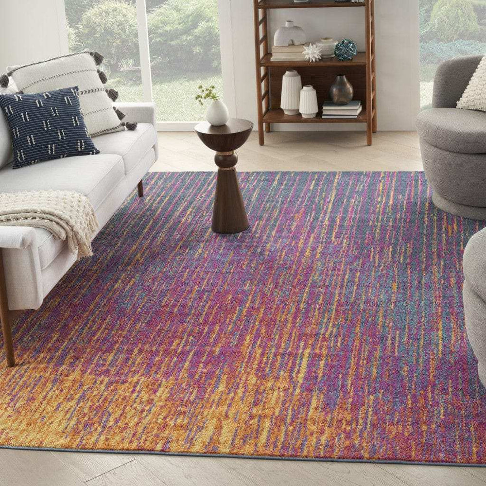 8' X 10' Blue And Pink Abstract Power Loom Area Rug - Homeroots - Flyclothing LLC