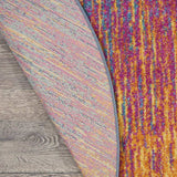 8' Blue And Pink Round Abstract Power Loom Area Rug - Homeroots - Flyclothing LLC