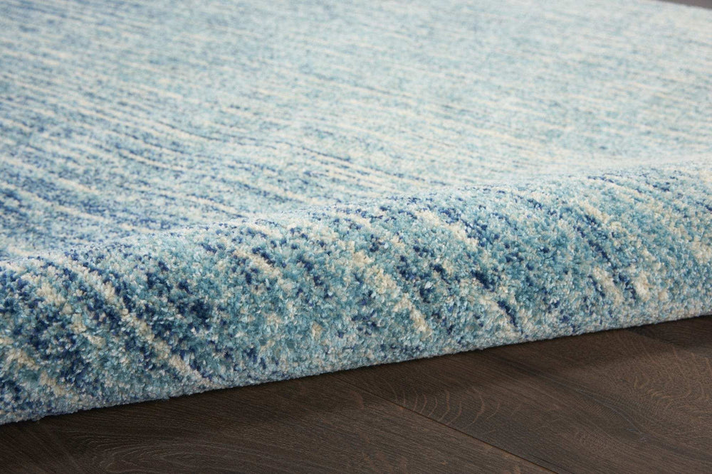 6' Blue and Ivory Abstract Power Loom Runner Rug - Homeroots - Flyclothing LLC