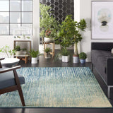 4' X 6' Blue and Ivory Abstract Stripes Power Loom Area Rug - Homeroots - Flyclothing LLC