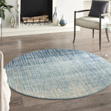 4' Blue and Ivory Abstract Power Loom Round Rug - Homeroots - Flyclothing LLC