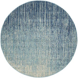 4' Blue and Ivory Abstract Power Loom Round Rug - Homeroots - Flyclothing LLC