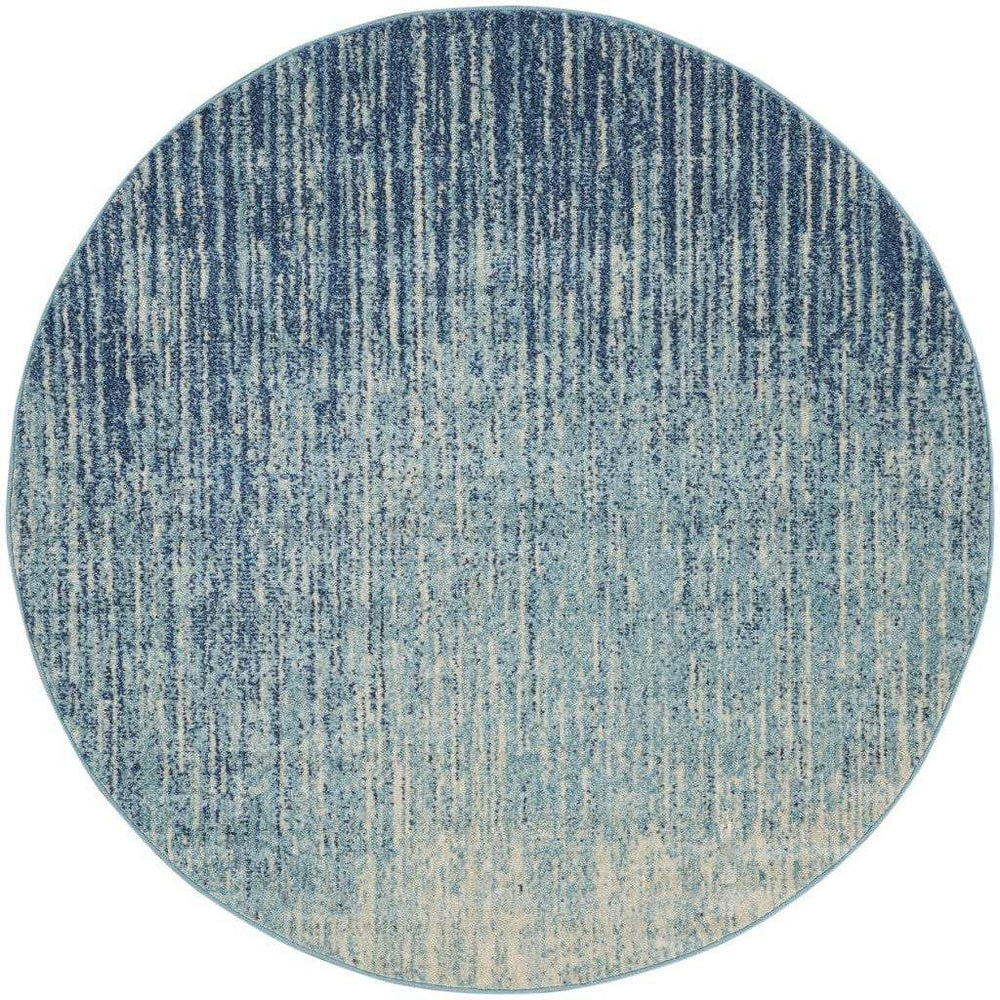 4' Blue and Ivory Abstract Power Loom Round Rug - Homeroots - Flyclothing LLC