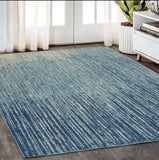 5' X 7' Ivory And Blue Abstract Stripes Power Loom Area Rug - Homeroots - Flyclothing LLC