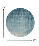 5' Blue and Ivory Abstract Power Loom Round Rug - Homeroots - Flyclothing LLC