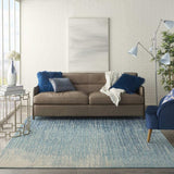 7' X 10' Blue and Ivory Abstract Stripes Power Loom Area Rug - Homeroots - Flyclothing LLC