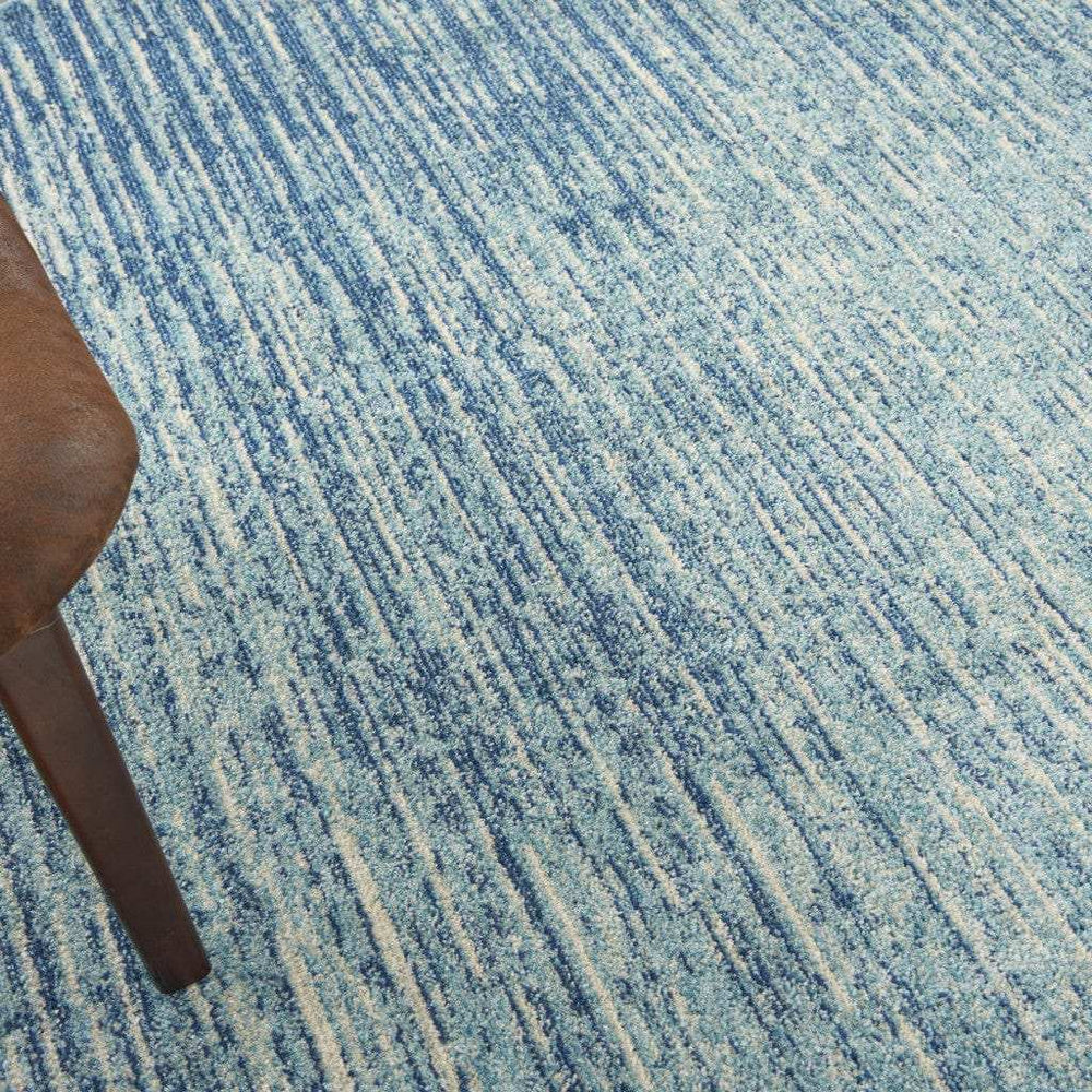 8' Blue and Ivory Abstract Power Loom Round Rug - Homeroots - Flyclothing LLC