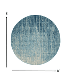 8' Blue and Ivory Abstract Power Loom Round Rug - Homeroots - Flyclothing LLC