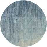 8' Blue and Ivory Abstract Power Loom Round Rug - Homeroots - Flyclothing LLC