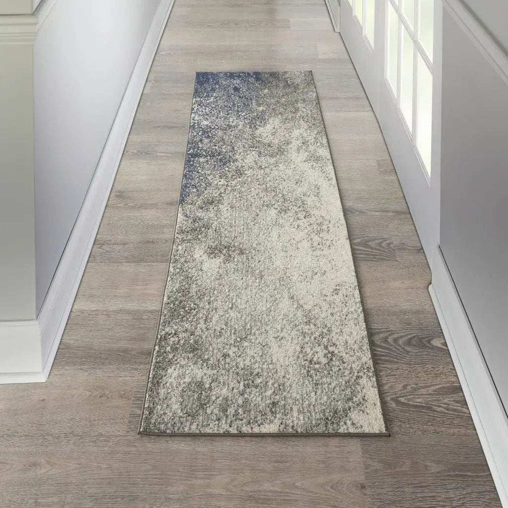 8' Gray And Ivory Abstract Power Loom Runner Rug - Homeroots - Flyclothing LLC
