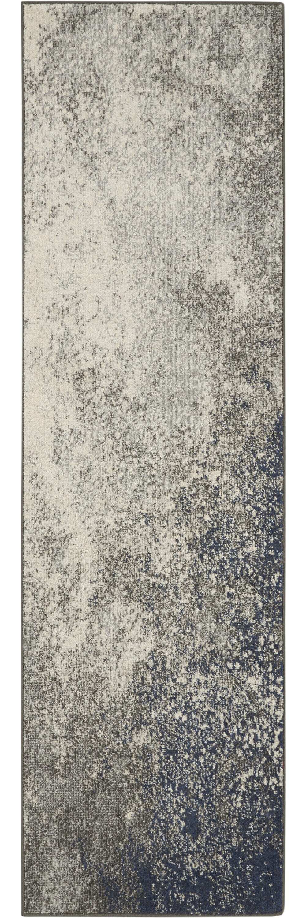 8' Gray And Ivory Abstract Power Loom Runner Rug - Homeroots - Flyclothing LLC