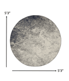 5' Gray And Ivory Round Abstract Power Loom Area Rug - Homeroots - Flyclothing LLC