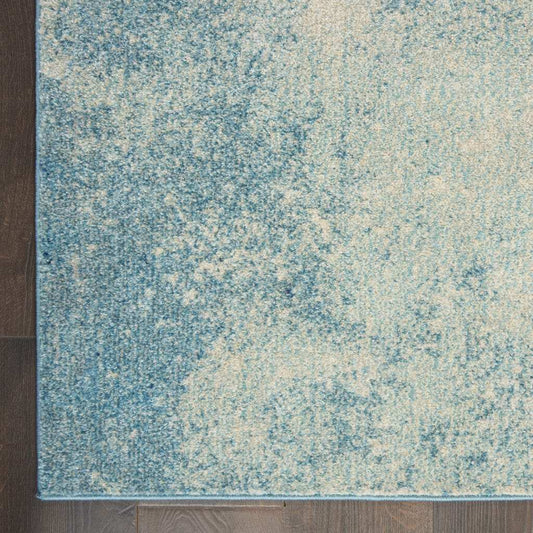 8' Ivory And Blue Abstract Power Loom Runner Rug - Homeroots - Flyclothing LLC