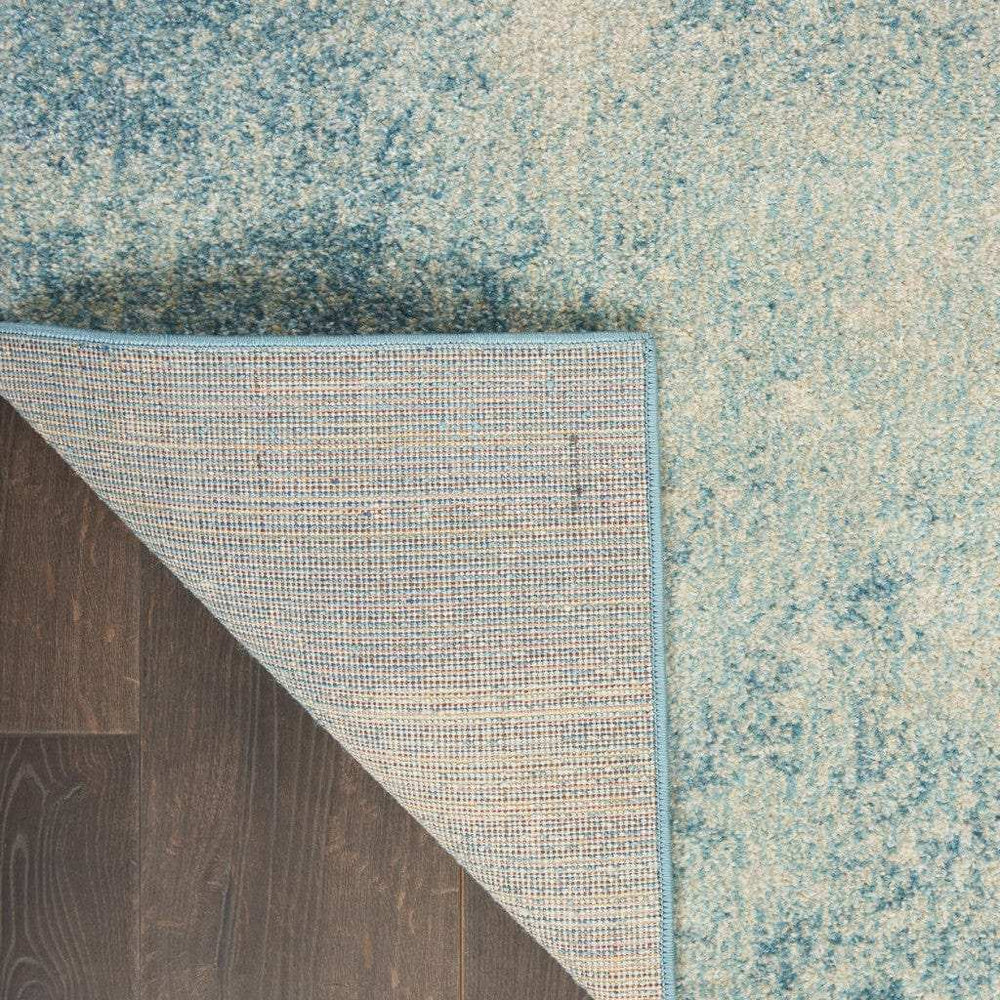 8' Ivory And Blue Abstract Power Loom Runner Rug - Homeroots - Flyclothing LLC