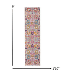 6' Silver Floral Power Loom Runner Rug - Homeroots - Flyclothing LLC