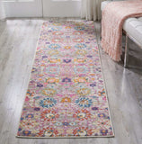 8' Silver Floral Power Loom Runner Rug - Homeroots - Flyclothing LLC