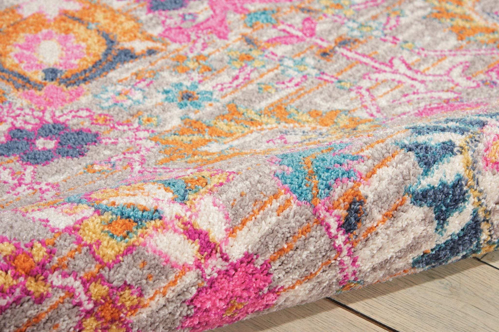 5' X 7' Gray and Pink Floral Power Loom Distressed Area Rug - Homeroots - Flyclothing LLC