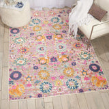 5' X 7' Gray and Pink Floral Power Loom Distressed Area Rug - Homeroots - Flyclothing LLC