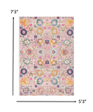 5' X 7' Gray and Pink Floral Power Loom Distressed Area Rug - Homeroots - Flyclothing LLC