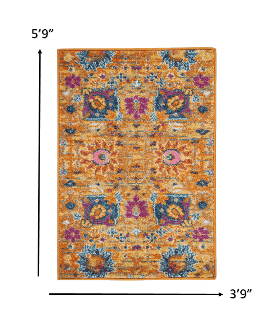 4' X 6' Sunset Floral Power Loom Area Rug - Homeroots - Flyclothing LLC