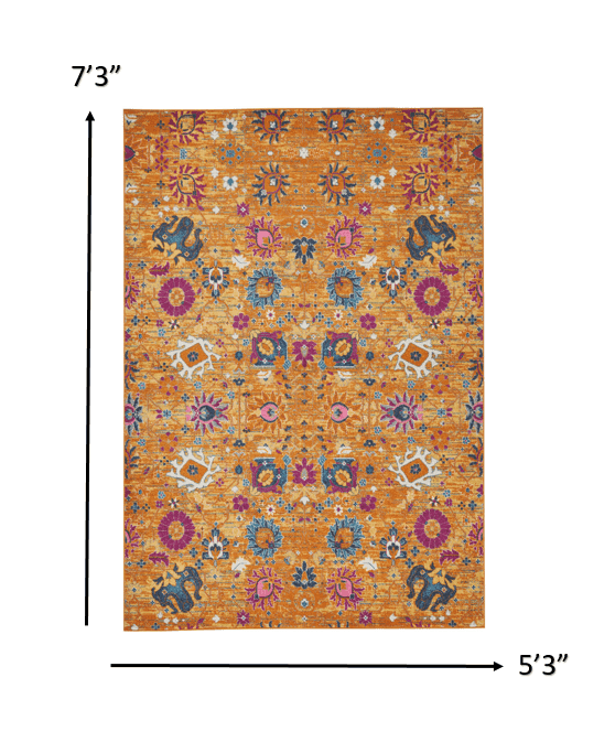 5' X 7' Sunset Floral Power Loom Area Rug - Homeroots - Flyclothing LLC