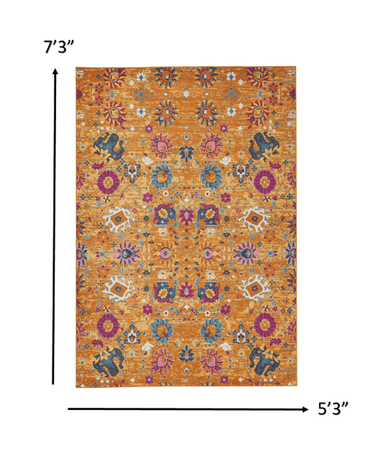 5' X 7' Sunset Floral Power Loom Area Rug - Homeroots - Flyclothing LLC