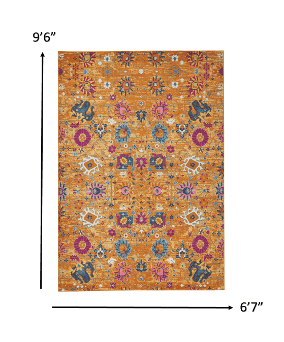 7' X 10' Sunset Floral Power Loom Area Rug - Homeroots - Flyclothing LLC