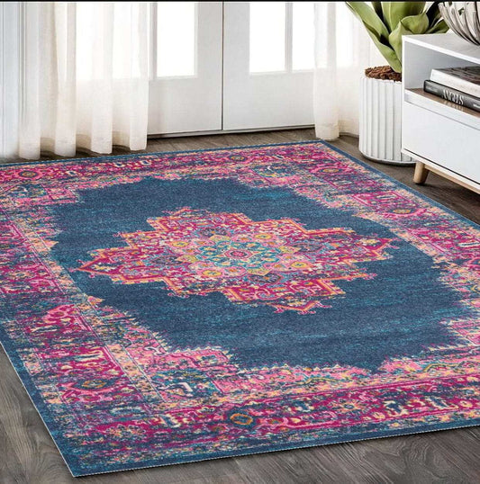 5' X 7' Blue Power Loom Area Rug - Homeroots - Flyclothing LLC