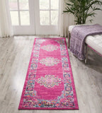 8' Fuchsia Power Loom Runner Rug - Homeroots - Flyclothing LLC
