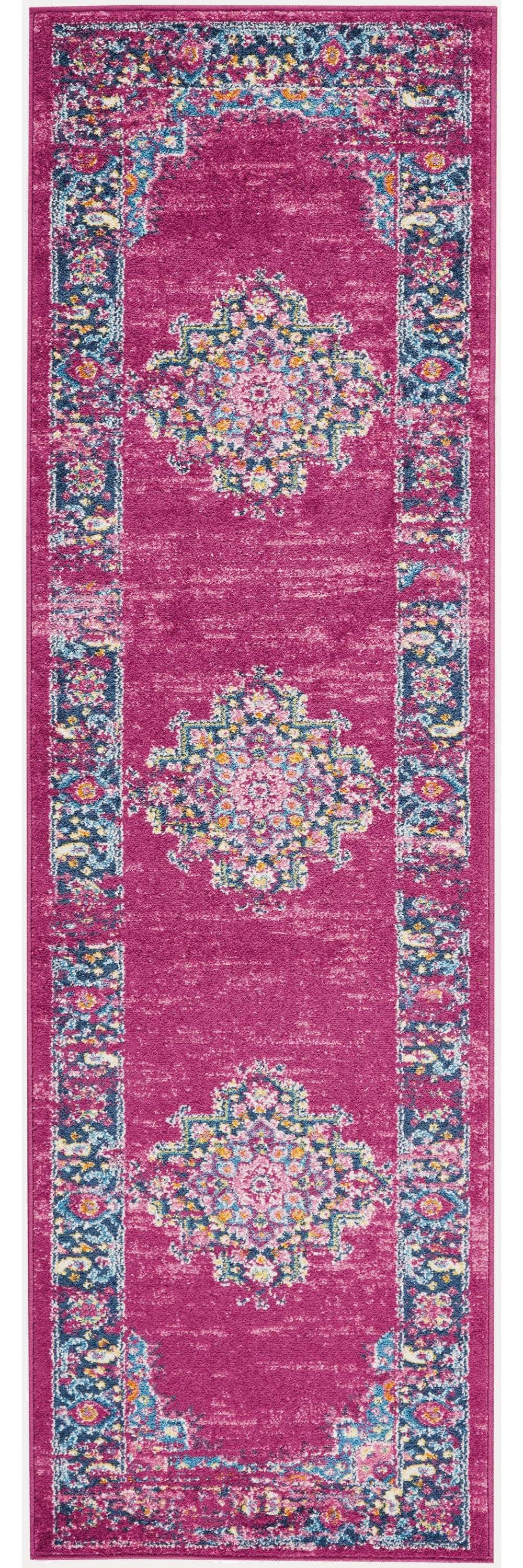 8' Fuchsia Power Loom Runner Rug - Homeroots - Flyclothing LLC