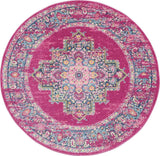 8' Fuchsia Round Power Loom Area Rug - Homeroots - Flyclothing LLC