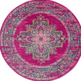 8' Fuchsia Round Power Loom Area Rug - Homeroots - Flyclothing LLC