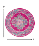 8' Fuchsia Round Power Loom Area Rug - Homeroots - Flyclothing LLC