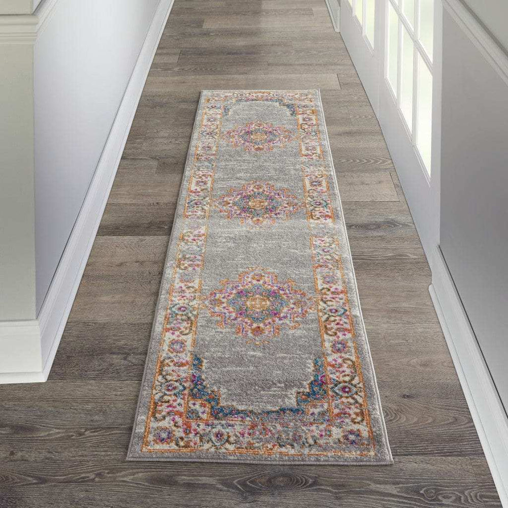 8' Gray Power Loom Runner Rug - Homeroots - Flyclothing LLC