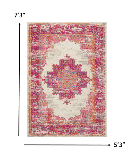 5' X 7' Fuchsia Power Loom Area Rug - Homeroots - Flyclothing LLC