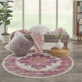 5' Fuchsia Round Power Loom Area Rug - Homeroots - Flyclothing LLC