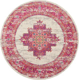 8' Fuchsia Round Power Loom Area Rug - Homeroots - Flyclothing LLC