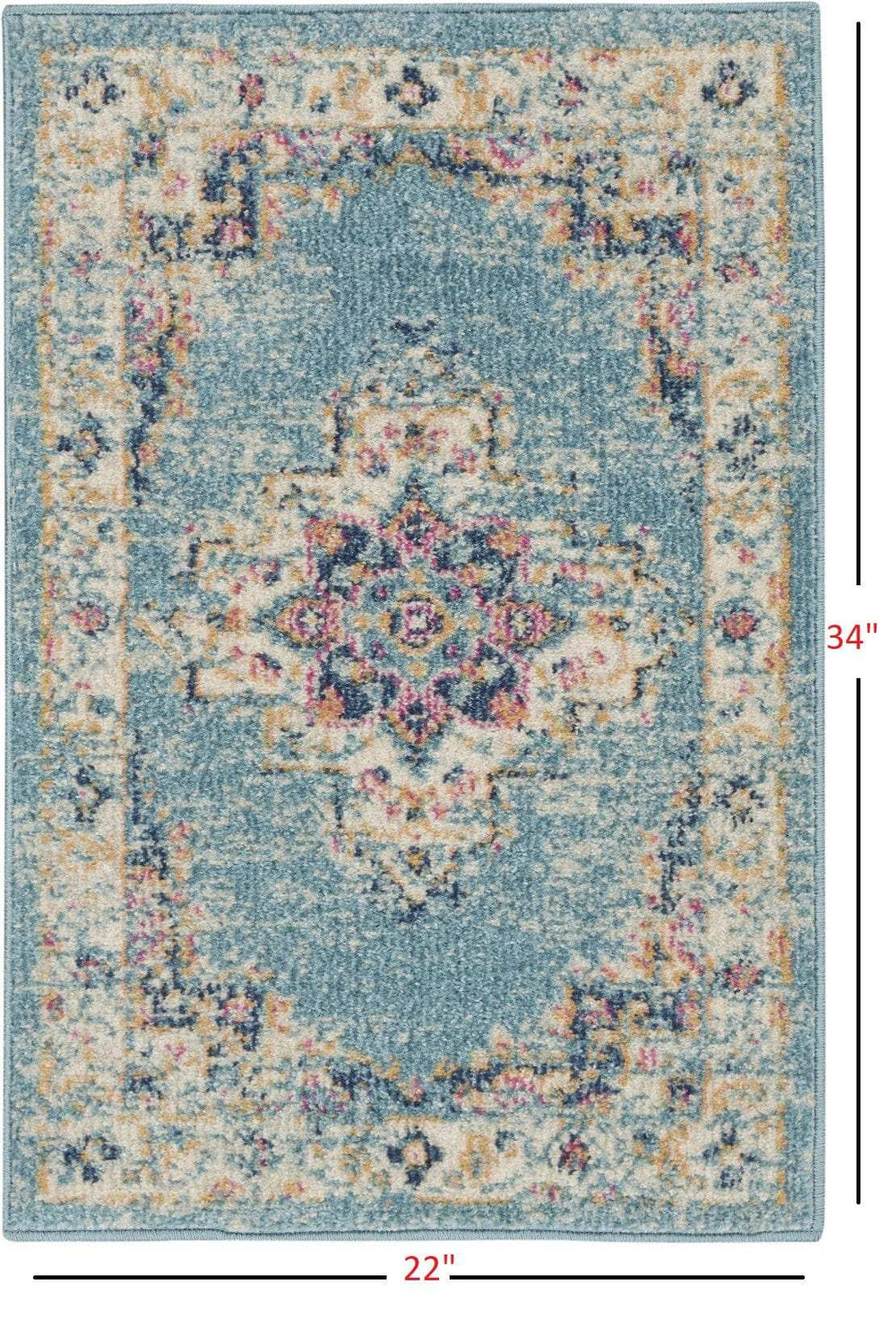 2' X 3' Light Blue Southwestern Power Loom Area Rug - Homeroots - Flyclothing LLC