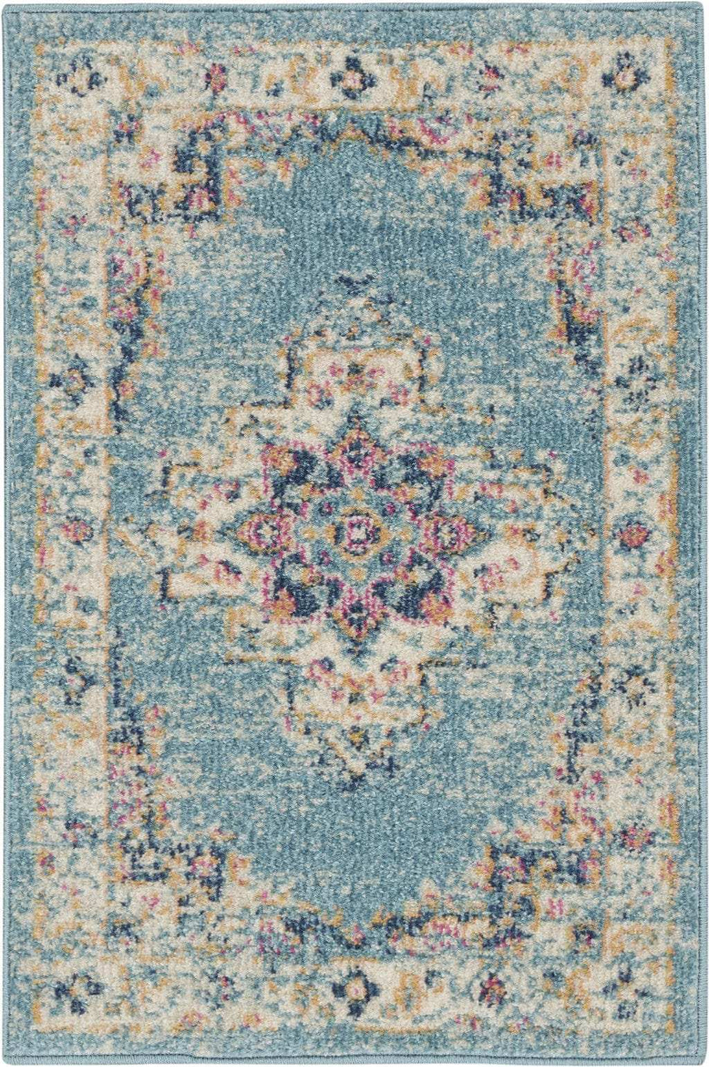 2' X 3' Light Blue Southwestern Power Loom Area Rug - Homeroots - Flyclothing LLC