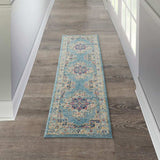 6' Light Blue Southwestern Power Loom Runner Rug - Homeroots - Flyclothing LLC