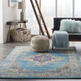 4' X 6' Light Blue Southwestern Power Loom Area Rug - Homeroots - Flyclothing LLC