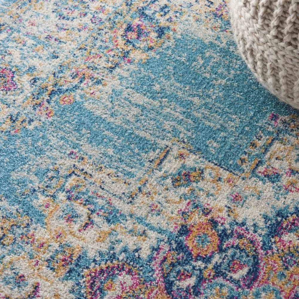 4' X 6' Light Blue Southwestern Power Loom Area Rug - Homeroots - Flyclothing LLC