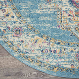 4' Light Blue Round Southwestern Power Loom Area Rug - Homeroots - Flyclothing LLC