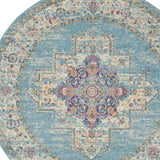 5' Light Blue Round Southwestern Power Loom Area Rug - Homeroots - Flyclothing LLC